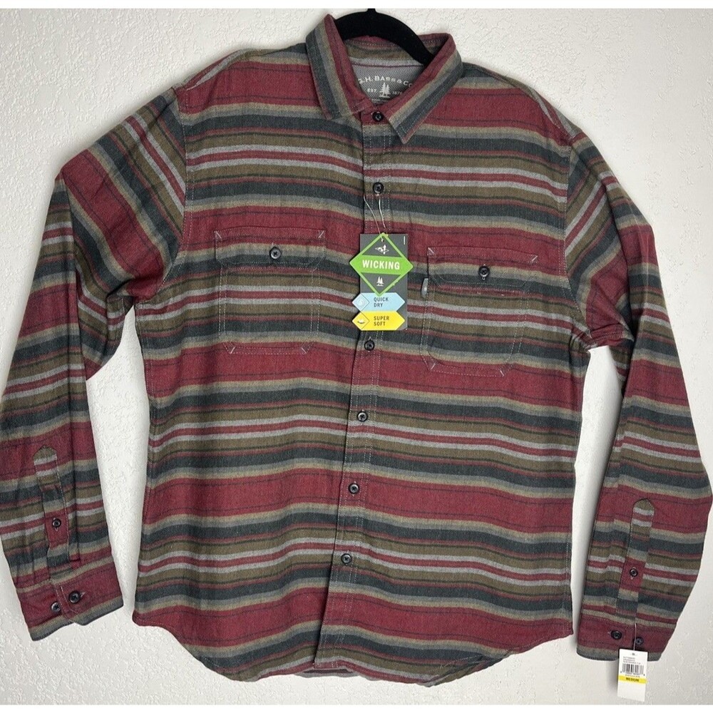 GH Bass Mens NEW M Button Up Shirt performace fabric made from recycled plastic